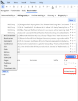The Structured field is Edited book and the entries in the Left Panel are related to Edited Book. You can add more fields by clicking the Add tab.
